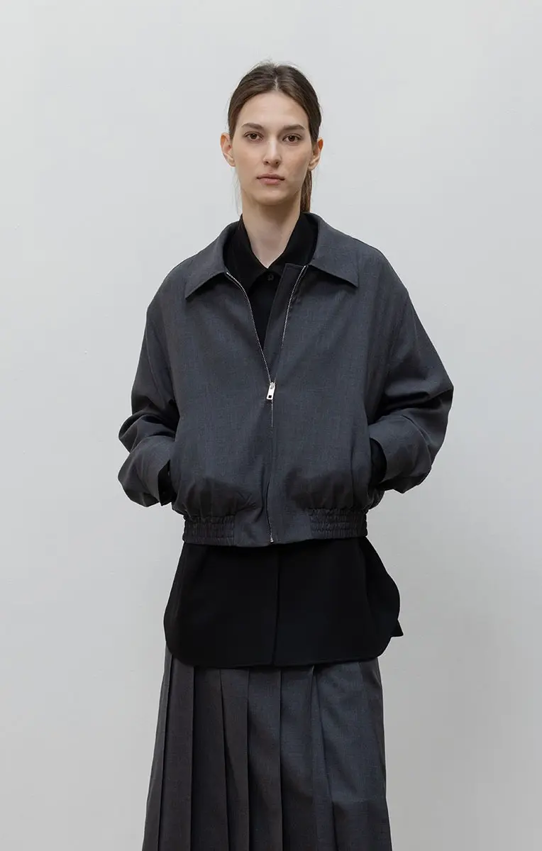 Hyden Wool Bomber Jacket (Dark Grey)
