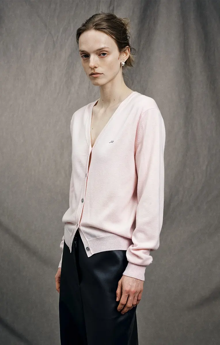 Ashton V-Neck Wool Cardigan (Pink)