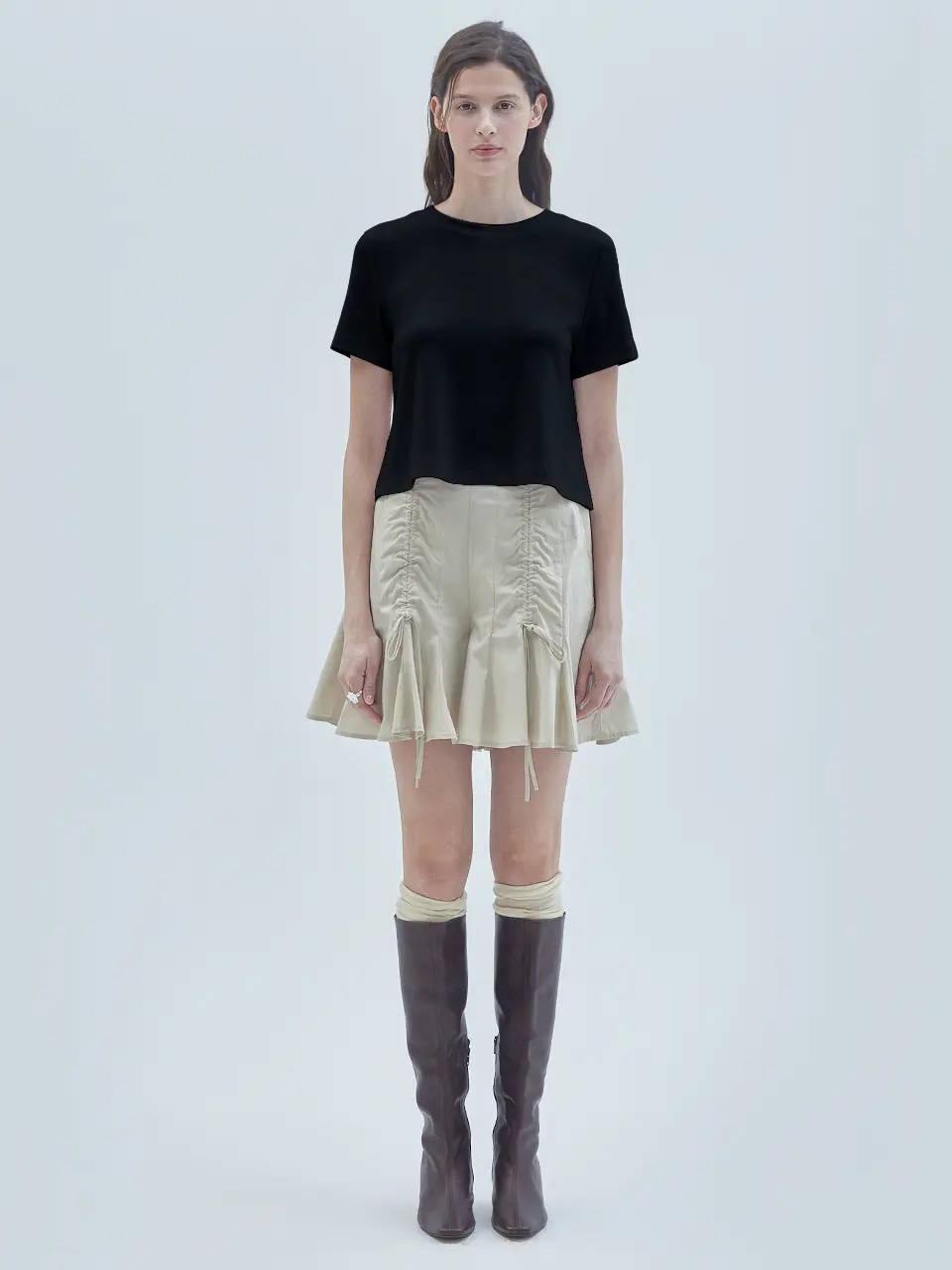 Side Lace Detail T-Shirt Black