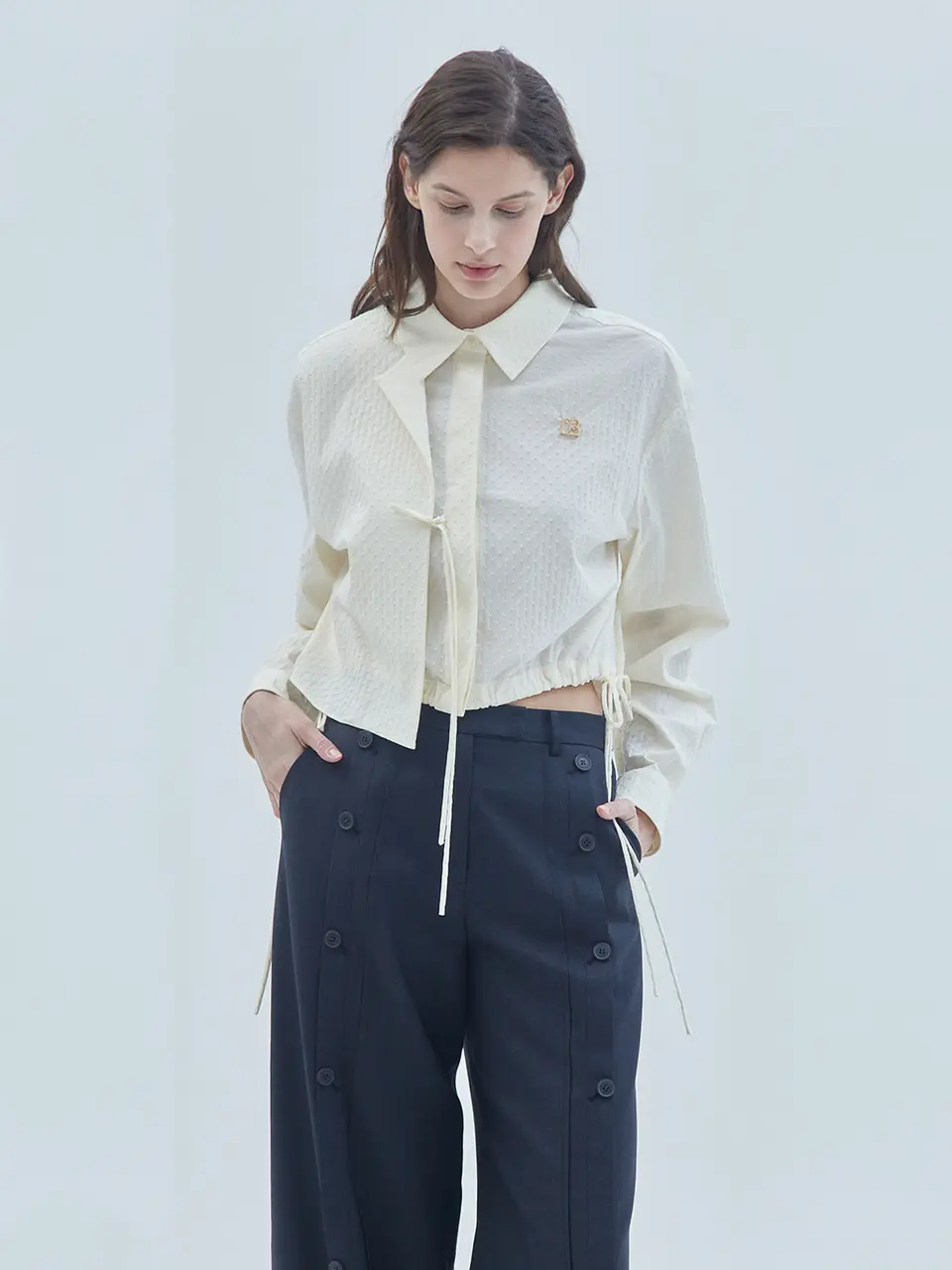 Signature Symbol Two-Layer Shirt Jacket Ivory