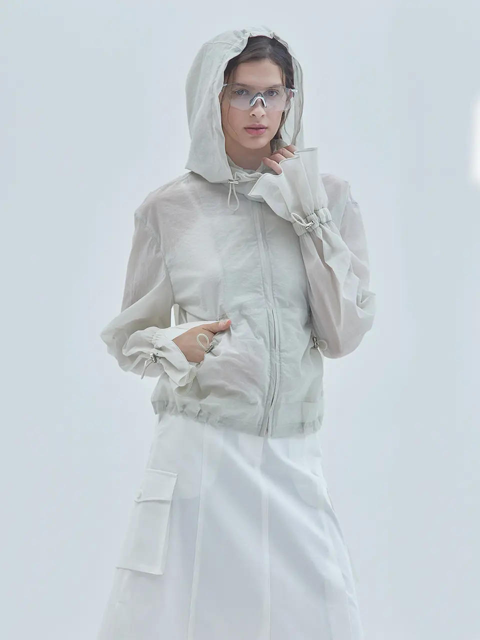 Flare Cuffs Windbreaker Beige