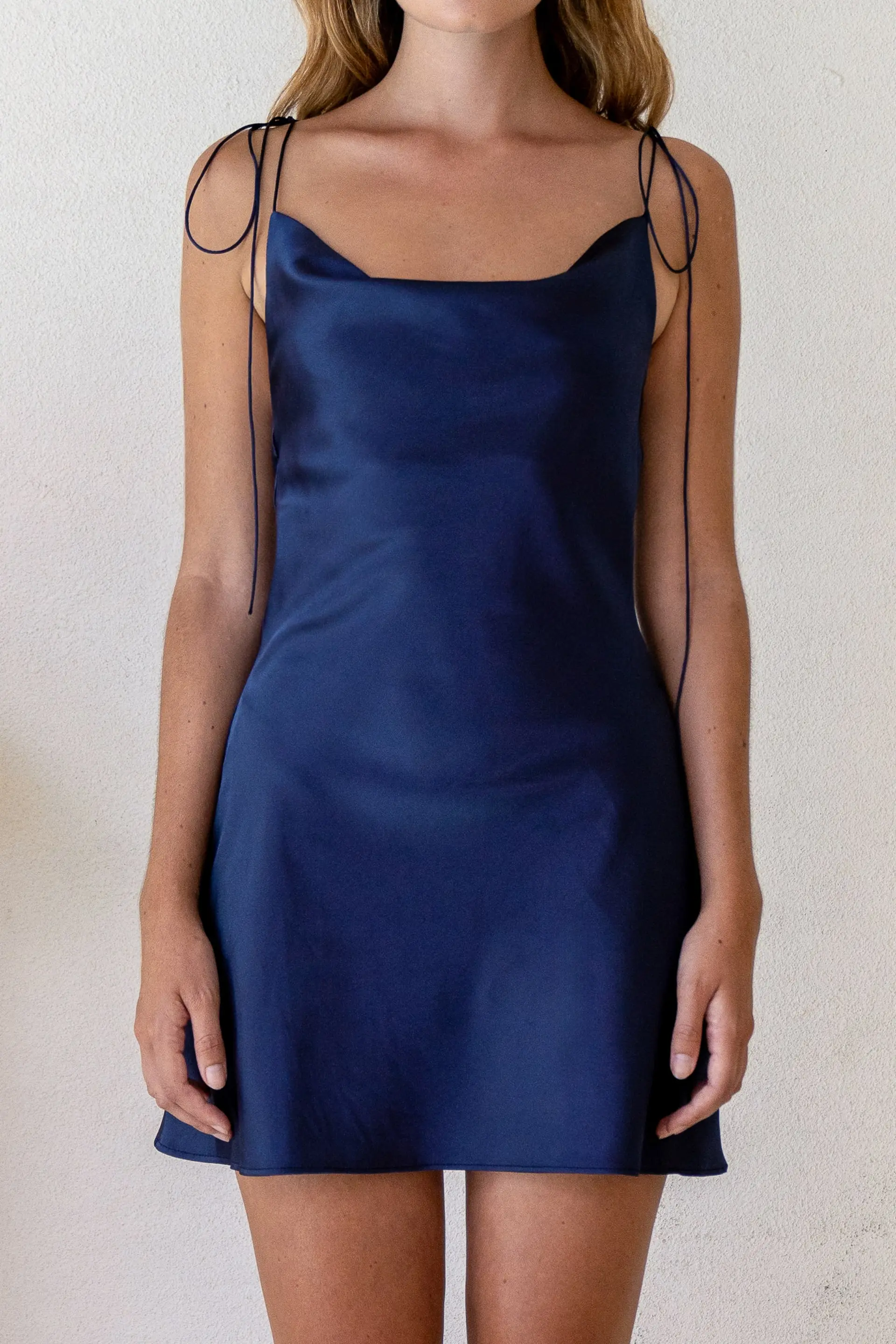 Bailey Navy Satin Slip Dress