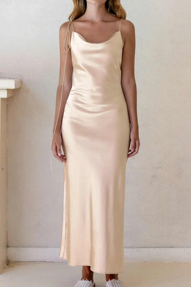 Kristen Gold Satin Slip Dress