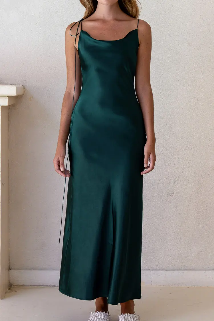 Kristen Green Satin Slip Dress