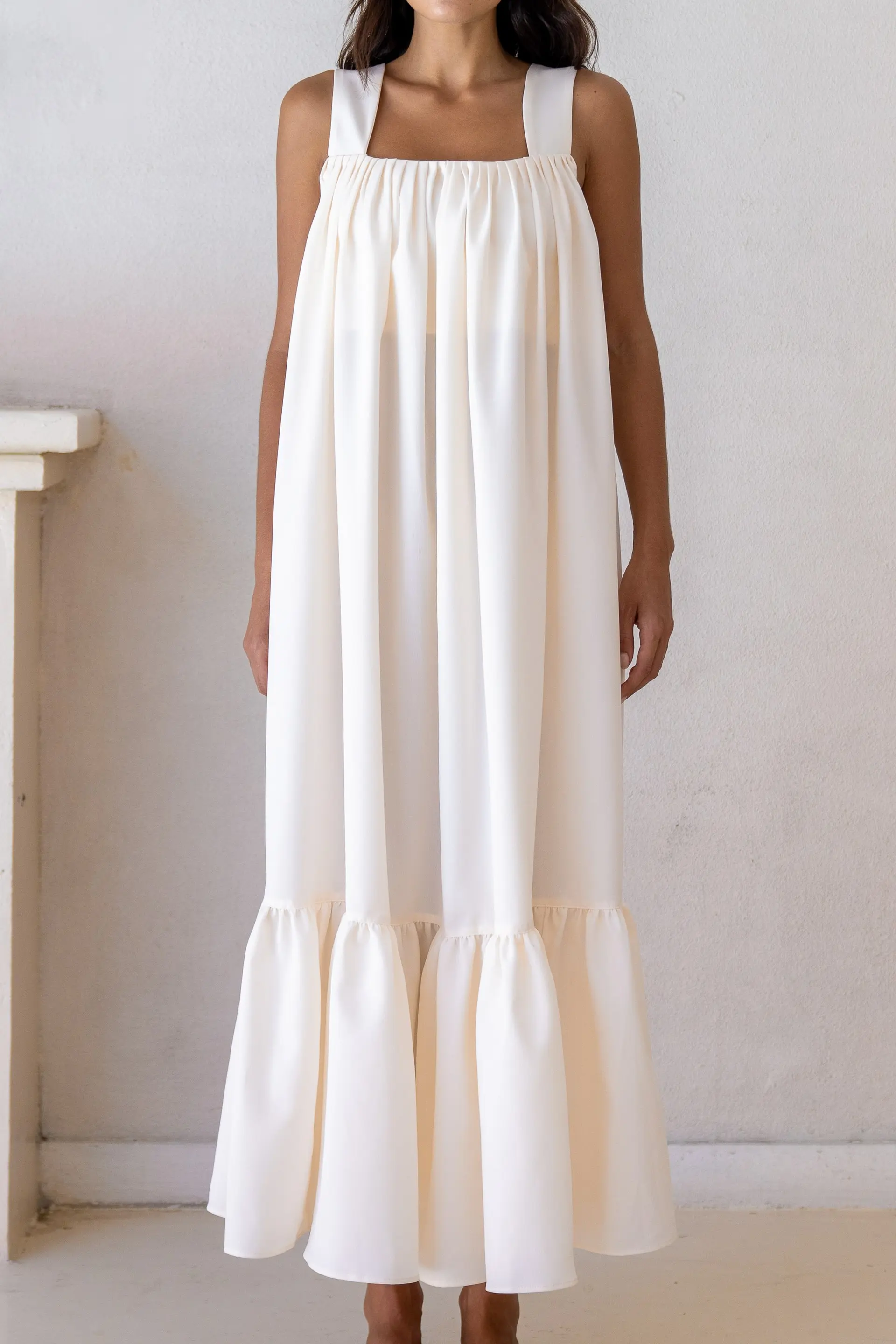 Daphne Cream Tie-back Maxi Dress