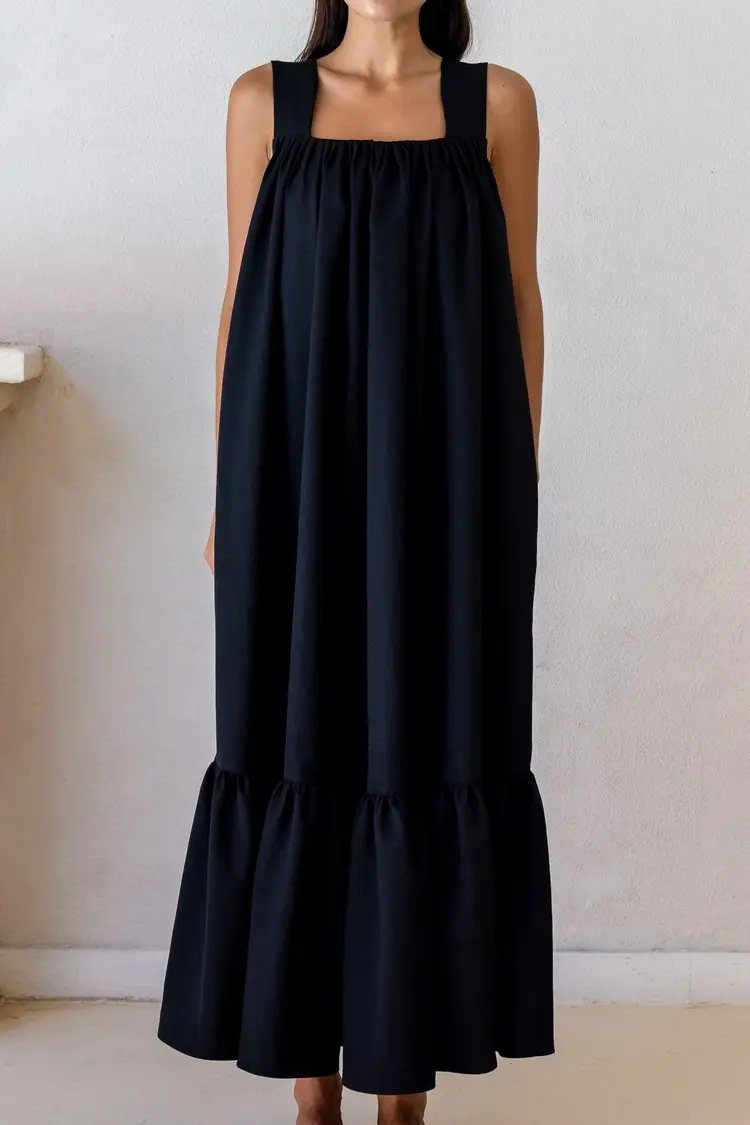 Daphne Black Tie-back Maxi Dress