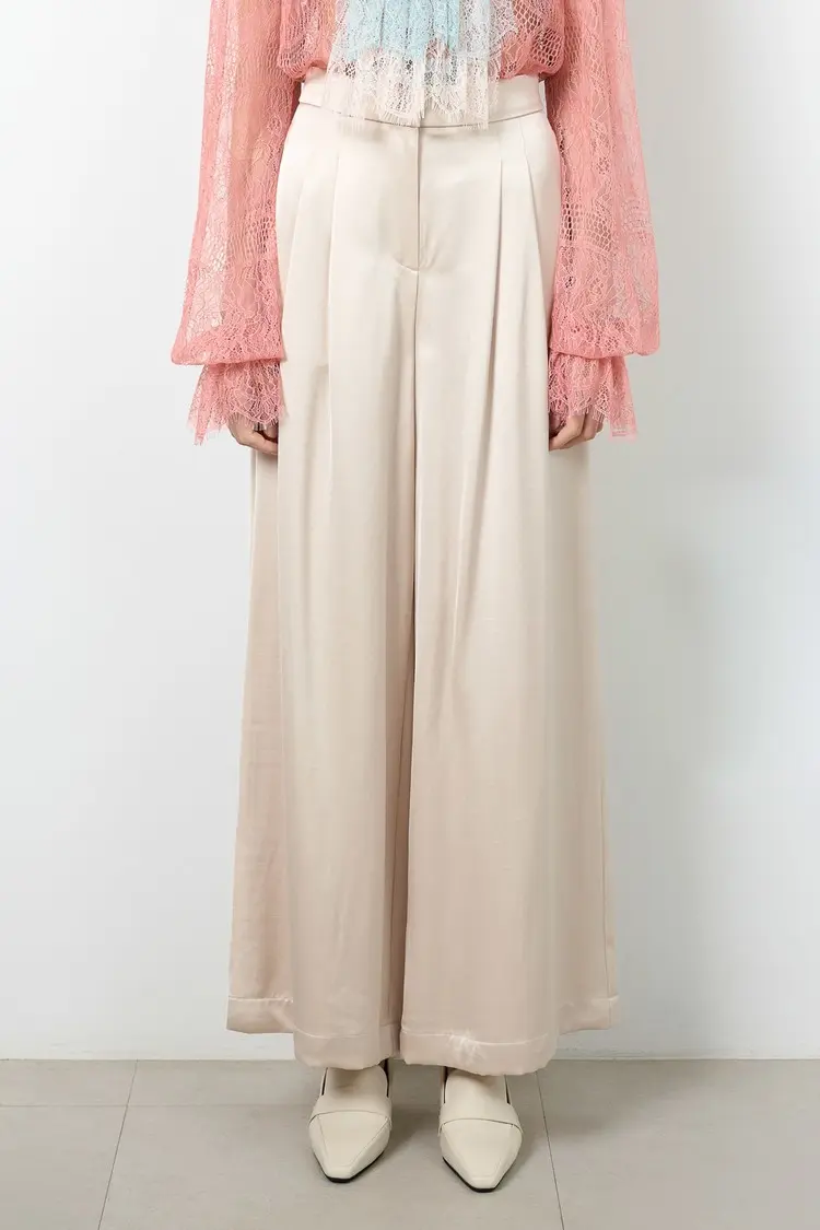 Belle Beige Wide-leg Pants