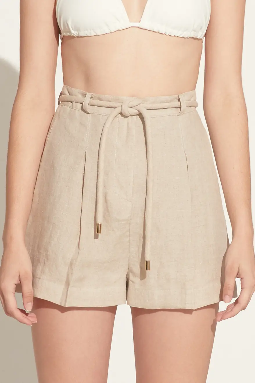 Alexis Beige High-rise Linen Shorts