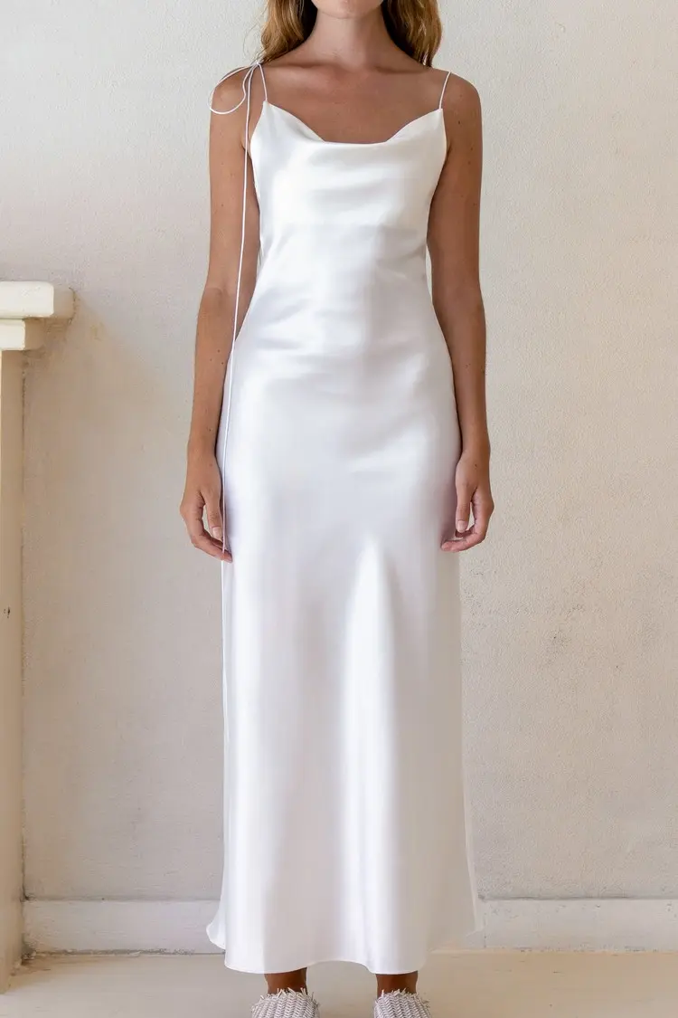 Kristen White Satin Slip Dress