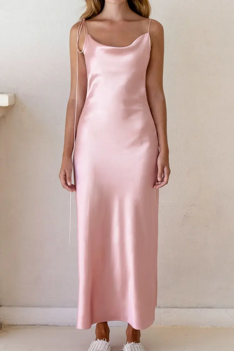 Kristen Pink Satin Slip Dress