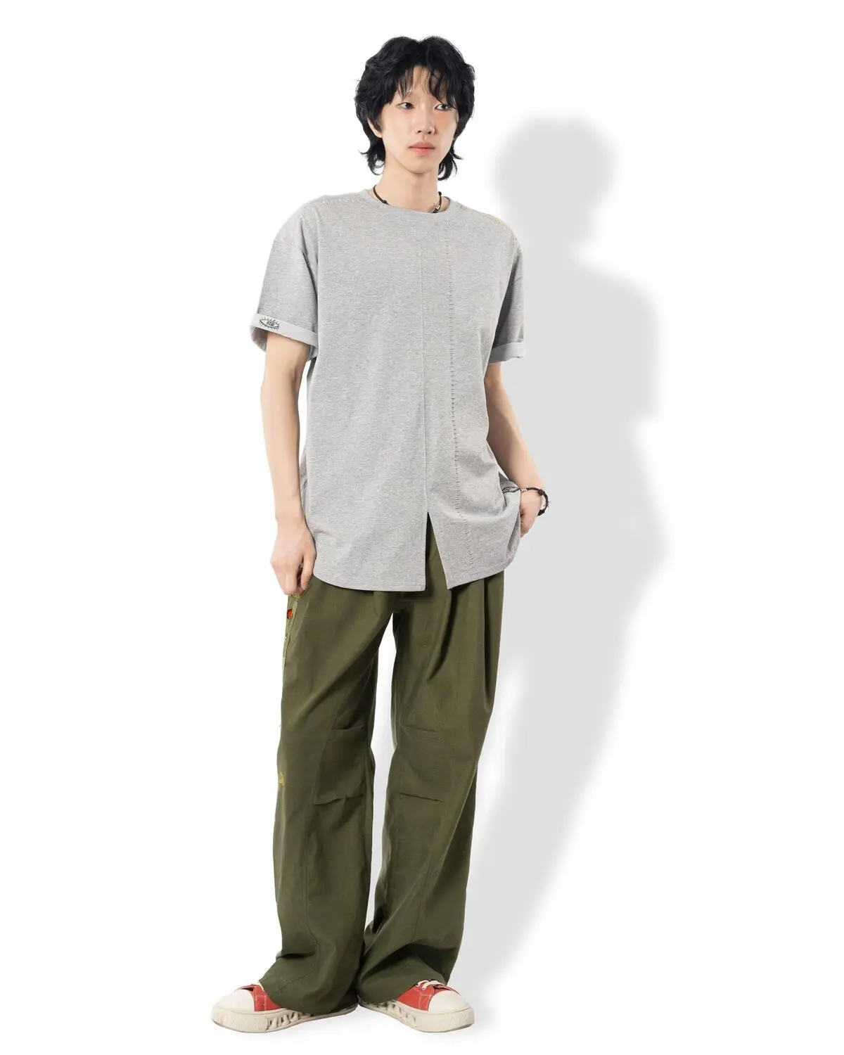 Signature Sleeve Print Point T-shirt (Gray)