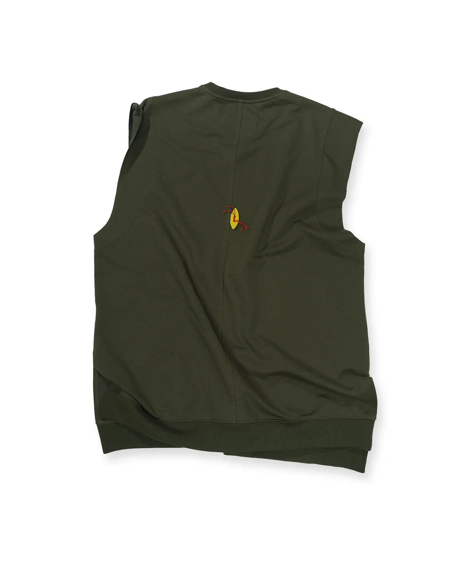 Oversize Embroidered Sleeveless T-shirt (Khaki)