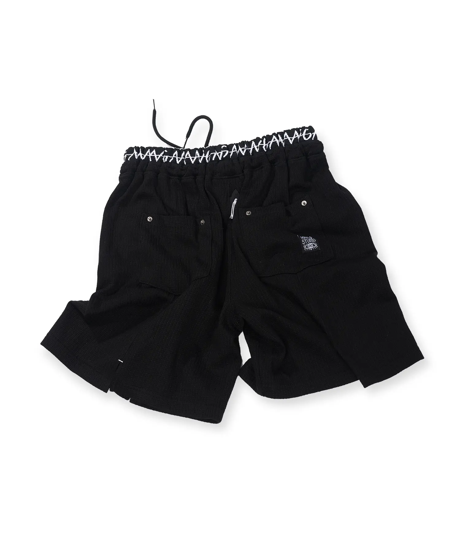 Knitted Slit Short Pants (Black)