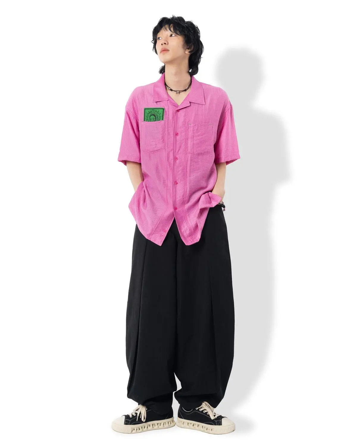Handkerchief Point Stripe Shirts (Pink)