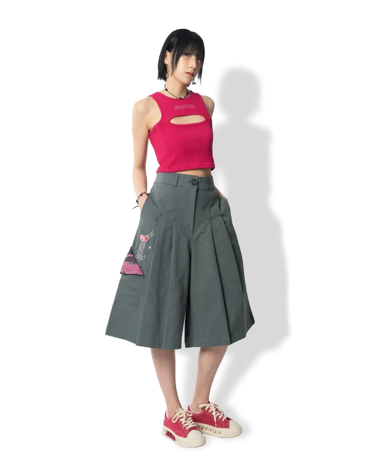 Eye Cut Cropped Sleeveless (Pink)
