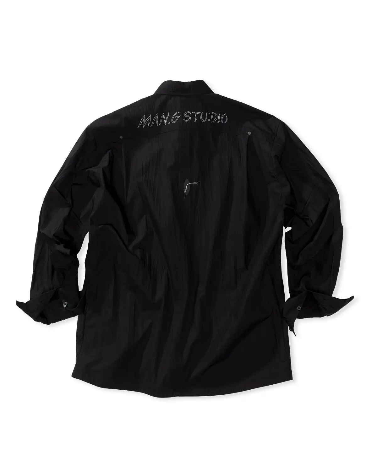 Pleated Signature Out-Pocket Shirt (Black)