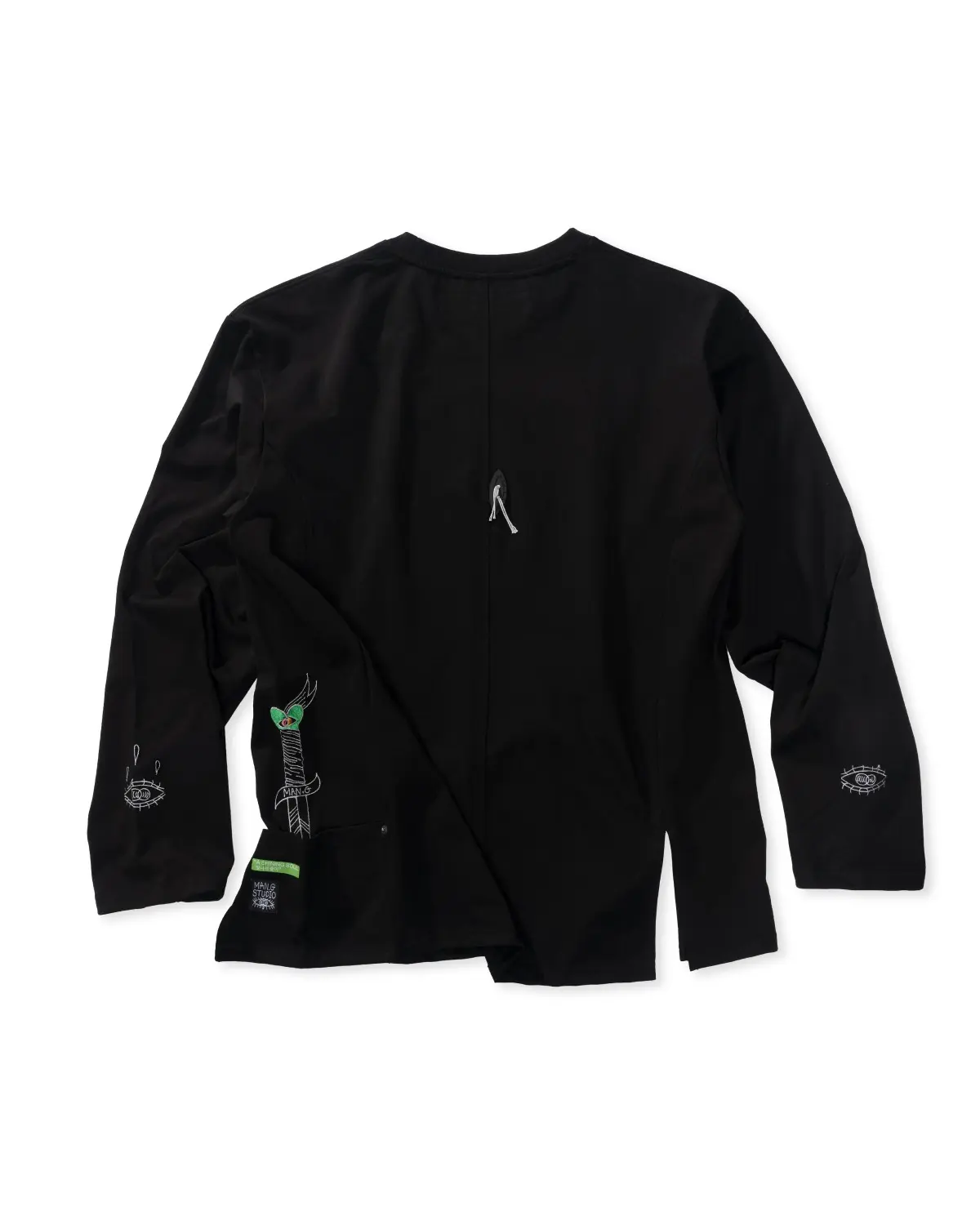 Pocket Point Slit Long Sleeve T-Shirt (Black)