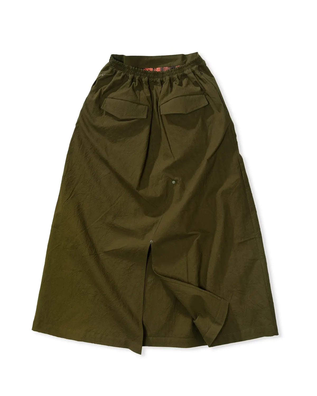Crease Transform Long Skirt (Khaki)