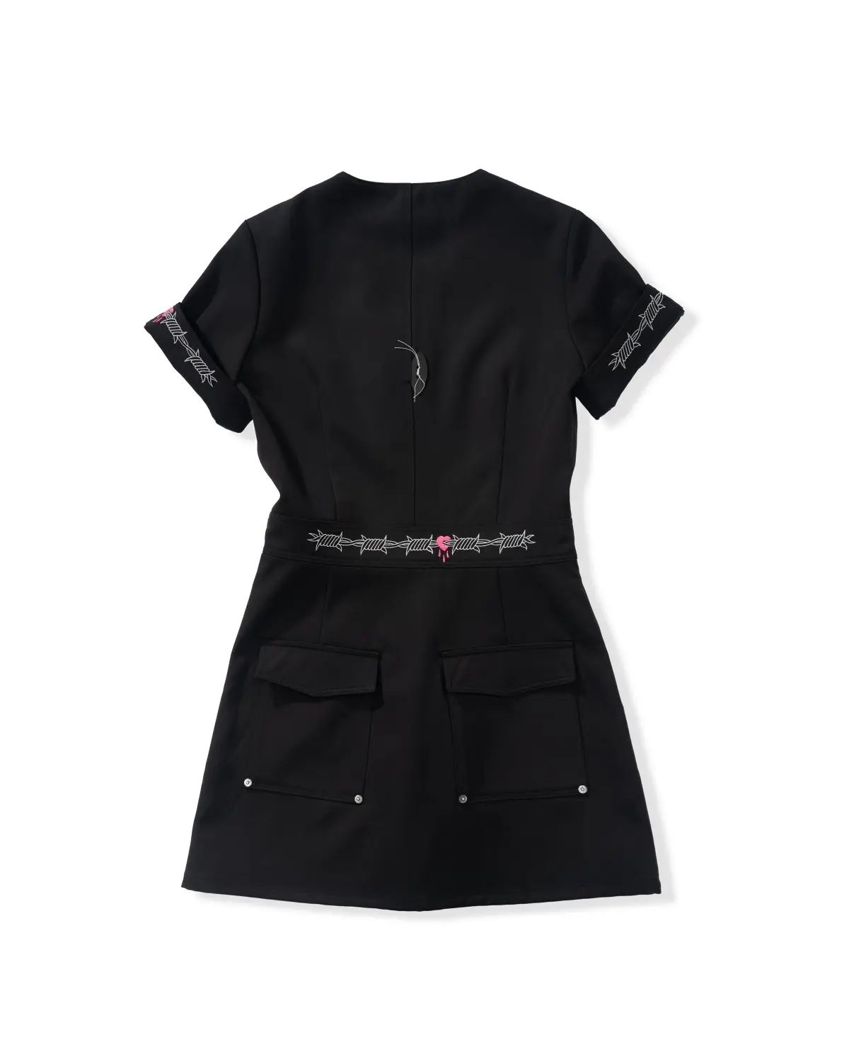 Drape V-neck Tab Dress (Black)