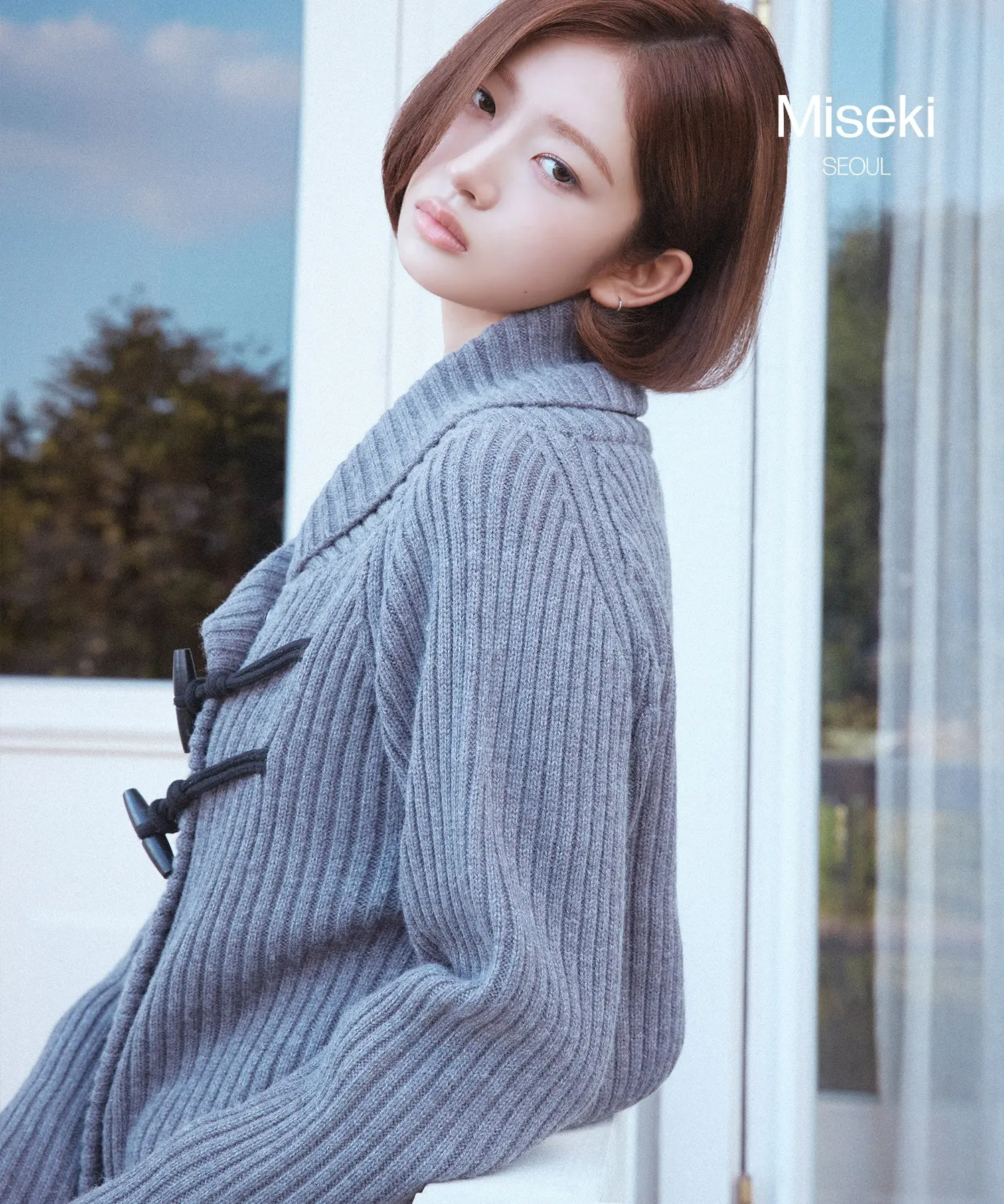 Wide Shawl Collar Knit (GREY)