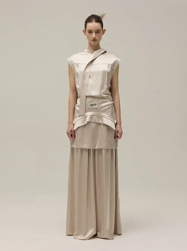 Off-Sleeve Tied Shirt (Gold)