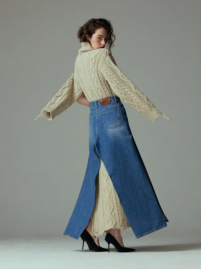 Cable Destroyed Knit Dress