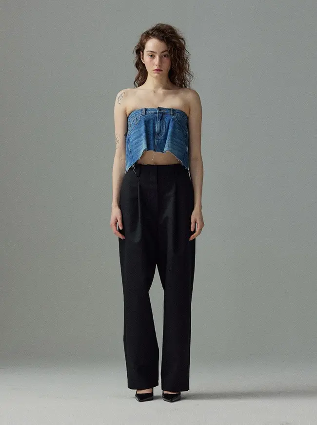 Denim Pants Crop Top