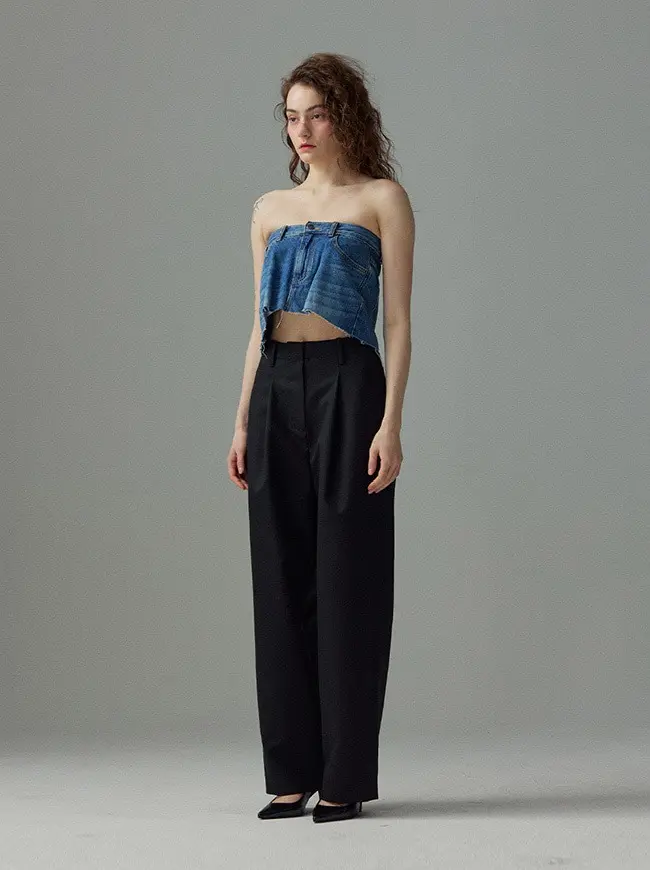 Wool Pin Tuck Slacks