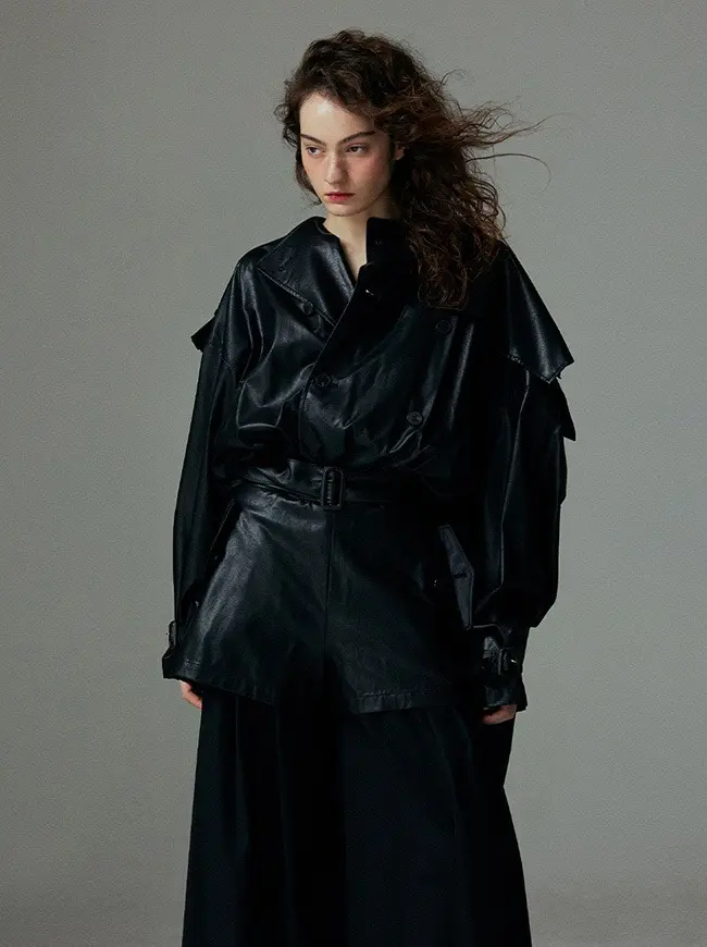 Layered Pin Tuck Slacks (Black)