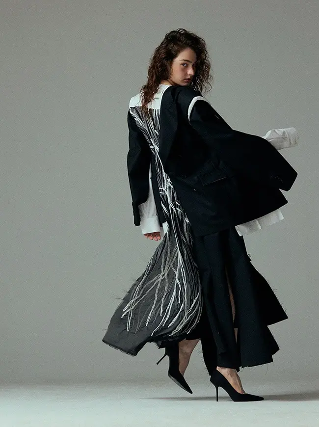 Origami Doodle Layered Jacket