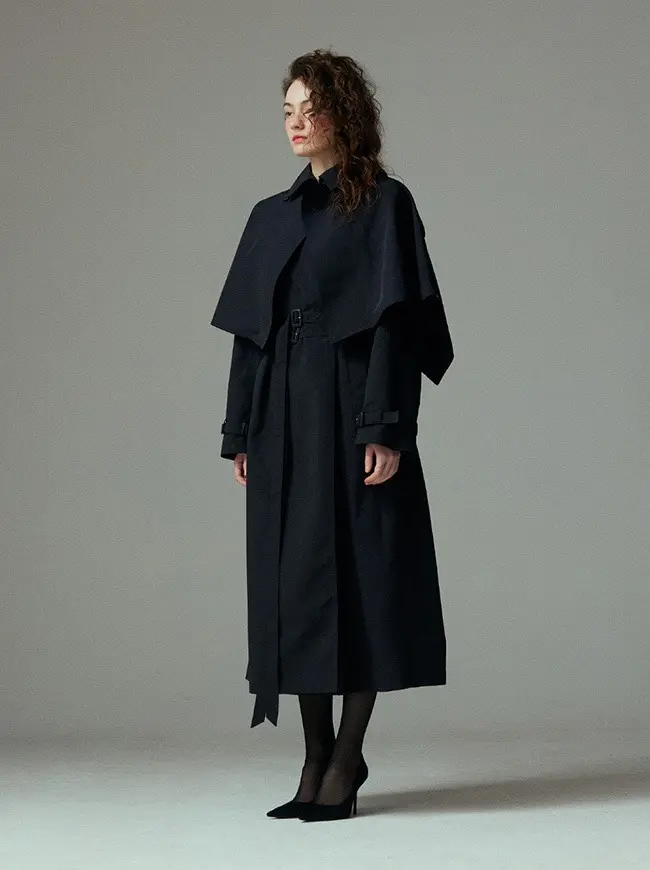 Cape Trench Coat (Black)
