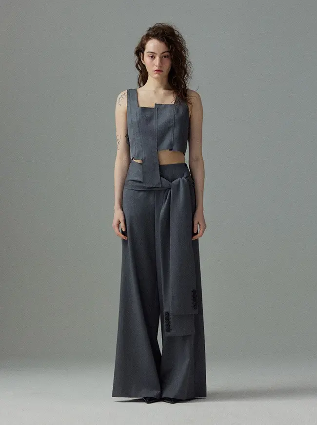 Patchwork Sleeveless Top (Gray)