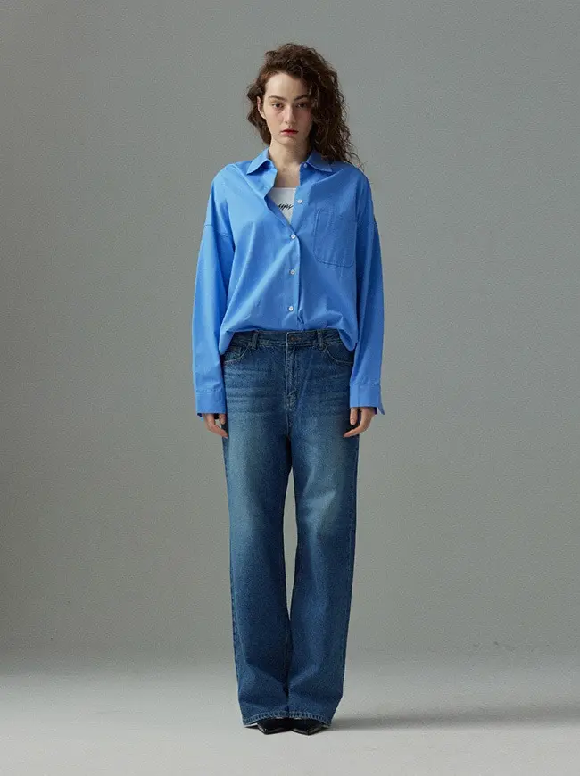 Pocket Basic Pin Tuck Over-Fit Shirt