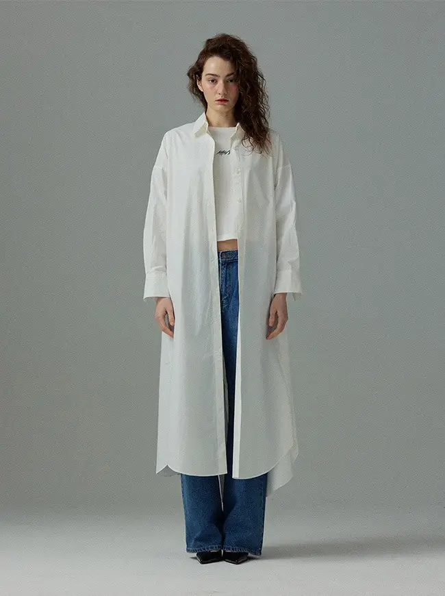 Maxi Pin Tuck Shirt Dress (Ivory)