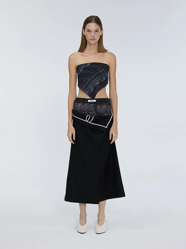 Unbalanced Pants Detail Banding Skirt
