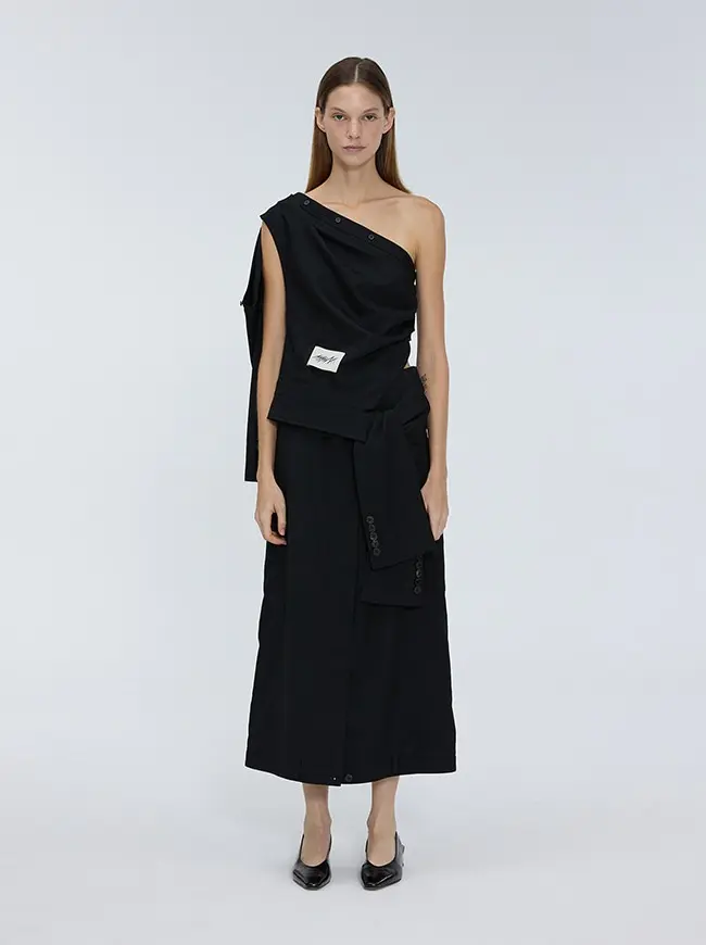 Asymmetric Off_shoulder Top (Black)