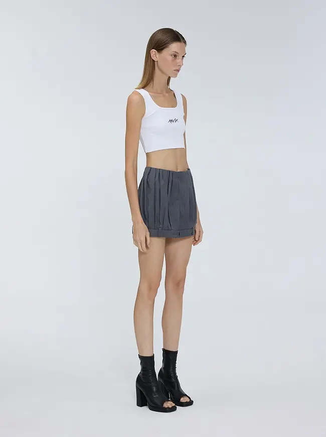 Tuck Mini Skirt (Gray)