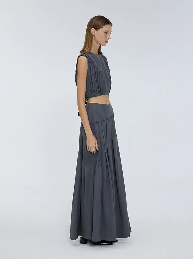 Unbalanced Pleated Skirt