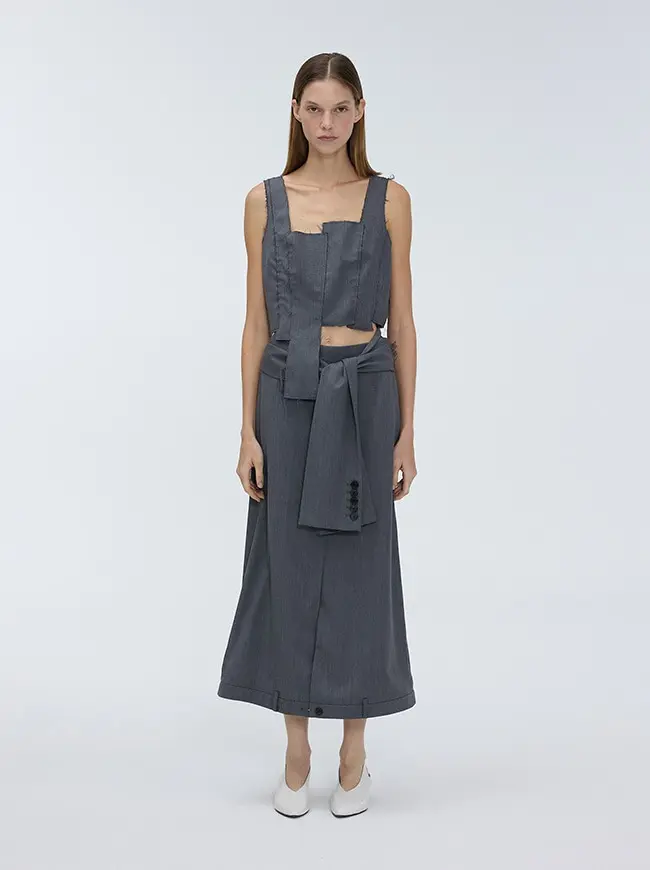 Patchwork Sleeveless Top (Gray)