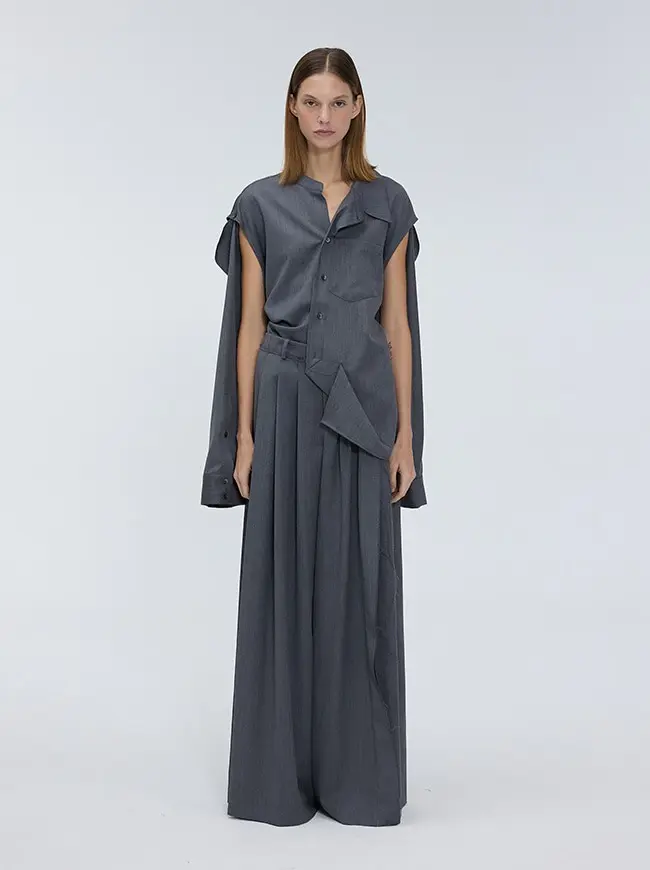 Side Button Unbalanced Shirt