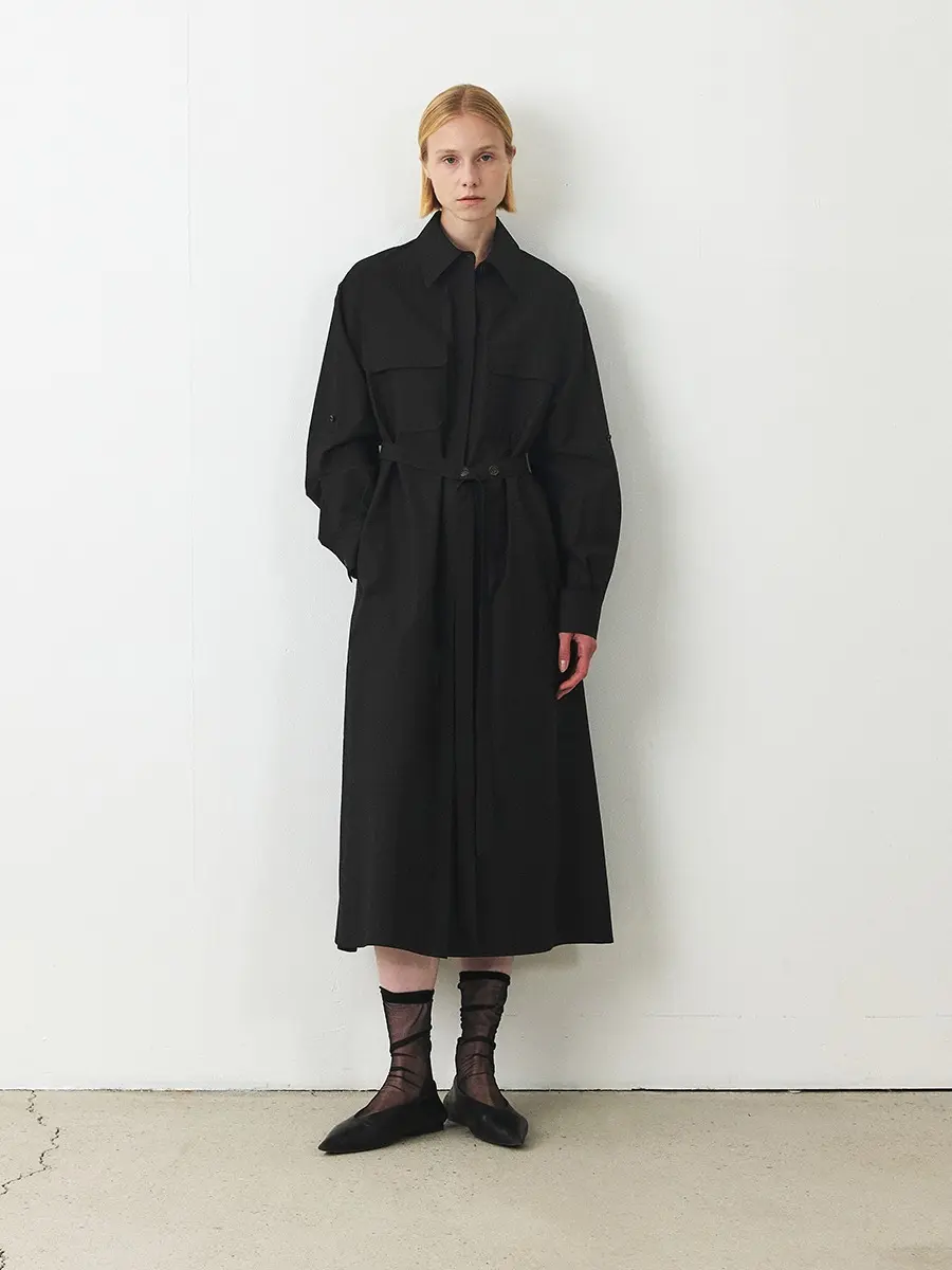 TFF BELTED SHIRT DRESS_BLACK