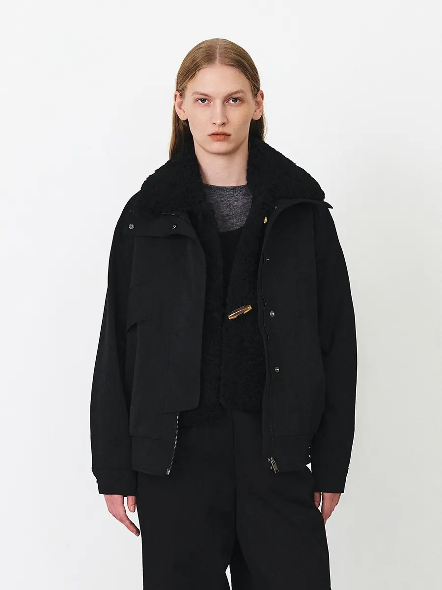 TFF DIVIDED FUR LAYER BOMBER_BLACK