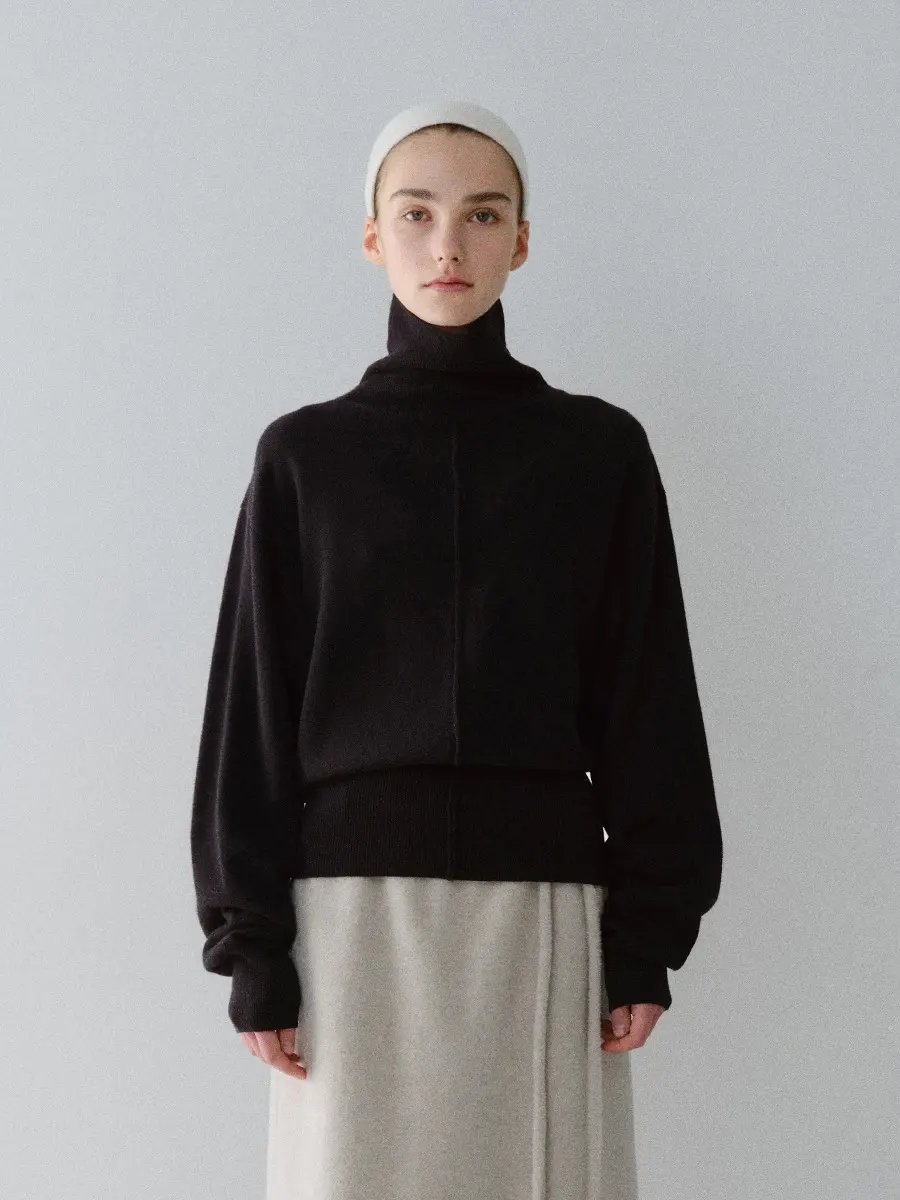 TFW WOOL DOUBLE LAYERD KNIT TOP_BLACK