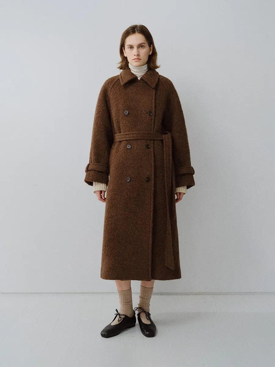 TFW SURI ALPACA BOUCLE DOUBLE COAT_BROWN