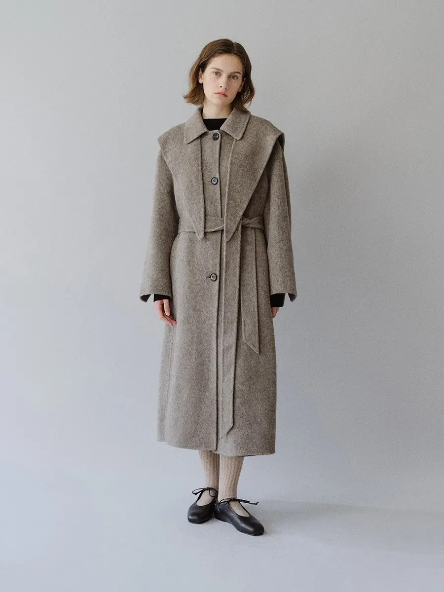 TFF YAK WOOL SINGLE HOODED COAT_L-BROWN