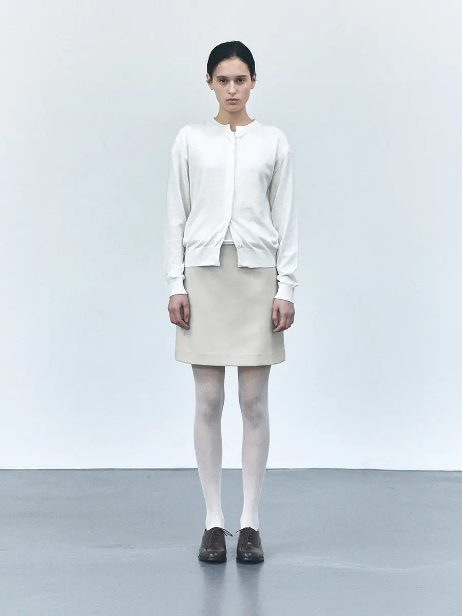 TVS SEMI A-LINE MIDI SKIRT_I-BEIGE