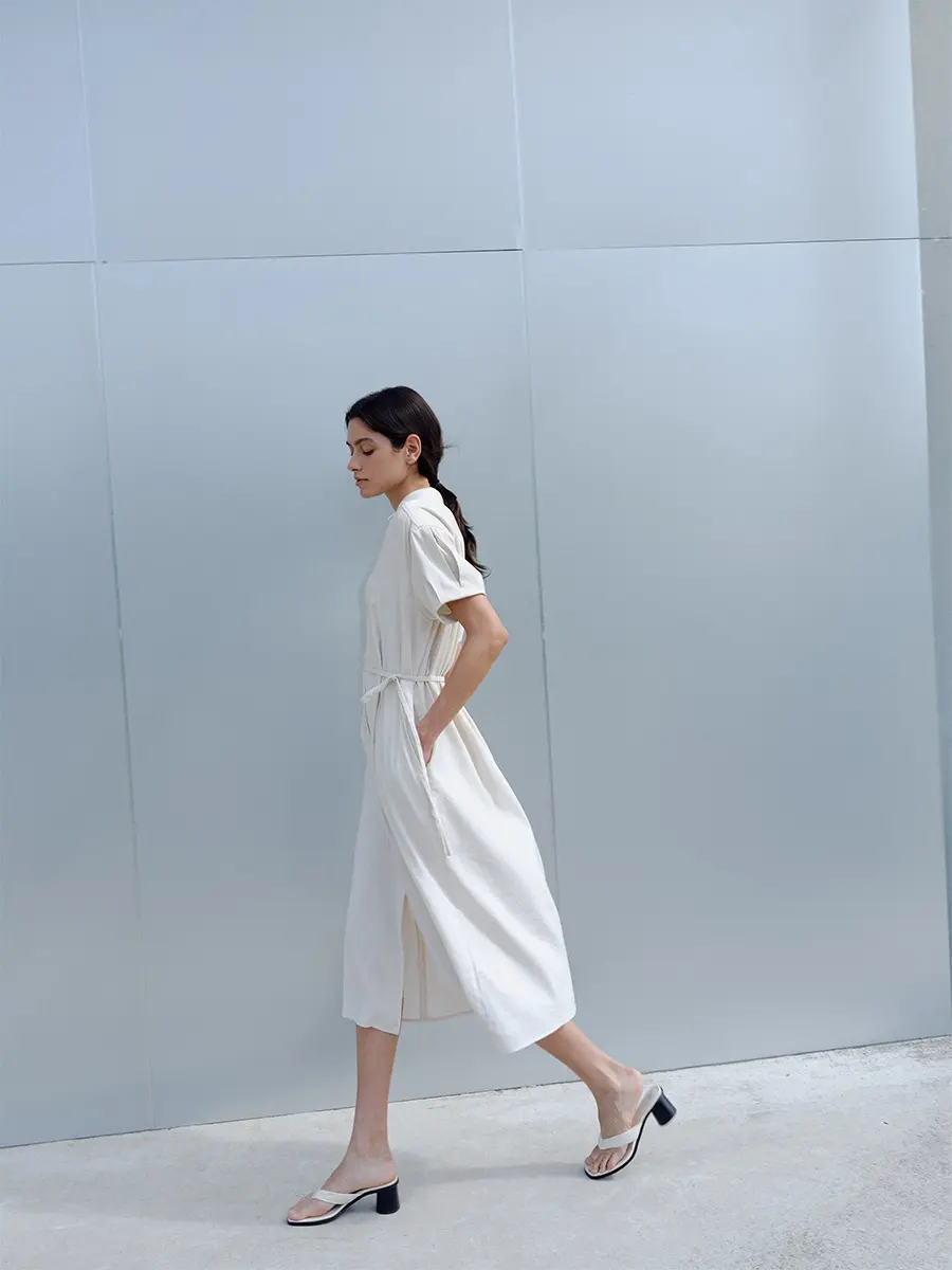 TIR PUFF SHIRT DRESS_CREAM