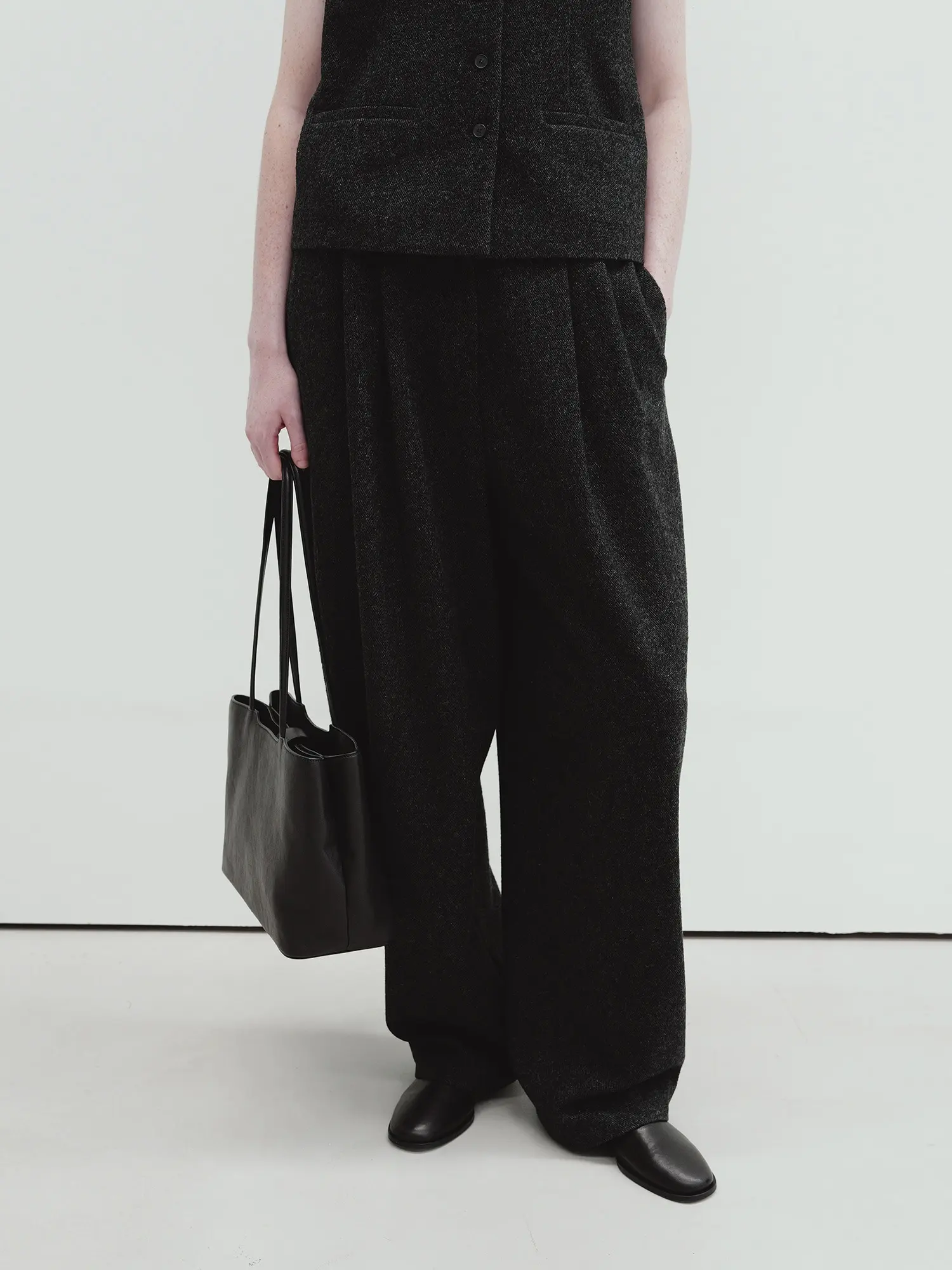 Melange Wool Pants (Charcoal)