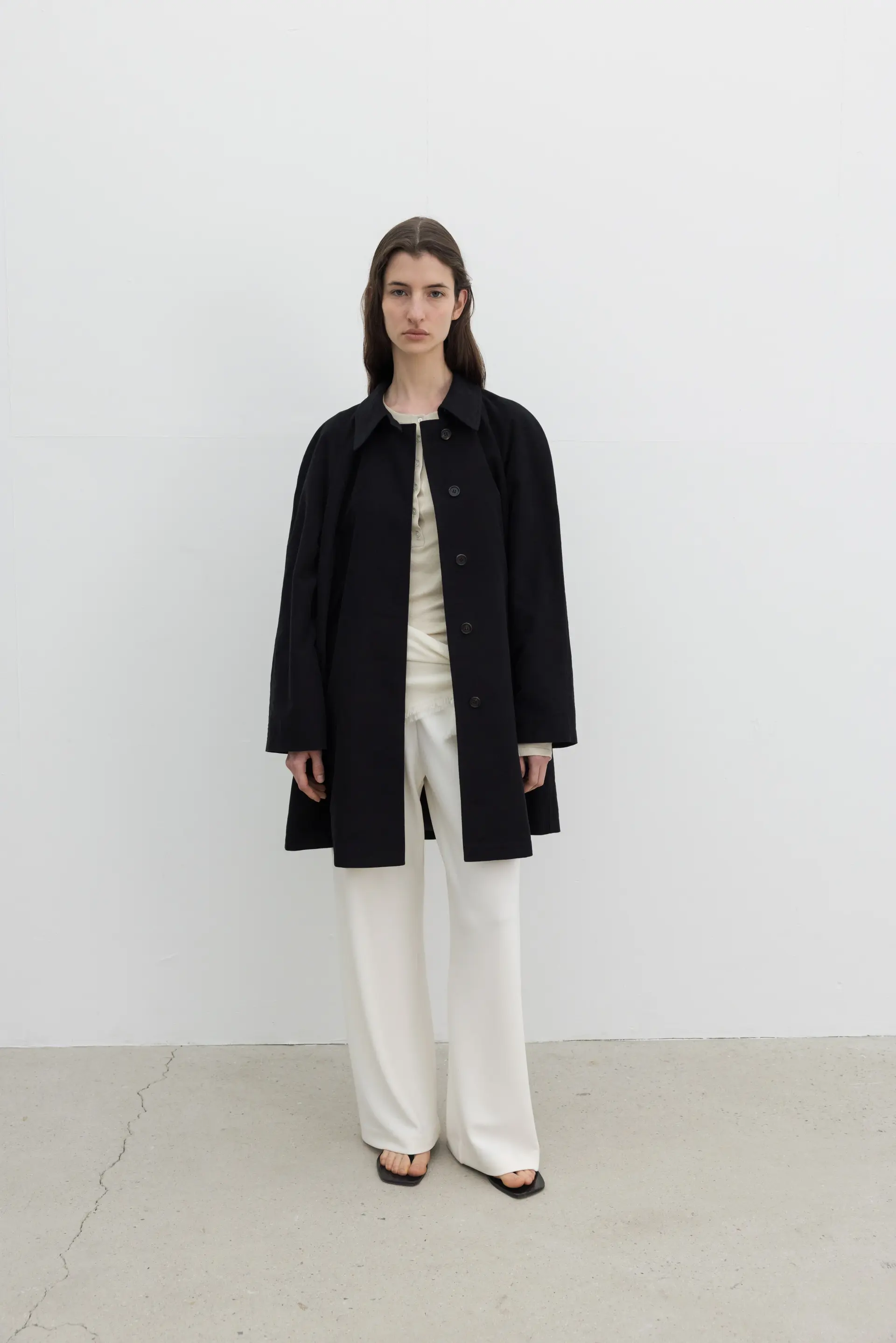 Brushed Cotton Half Trench Coat