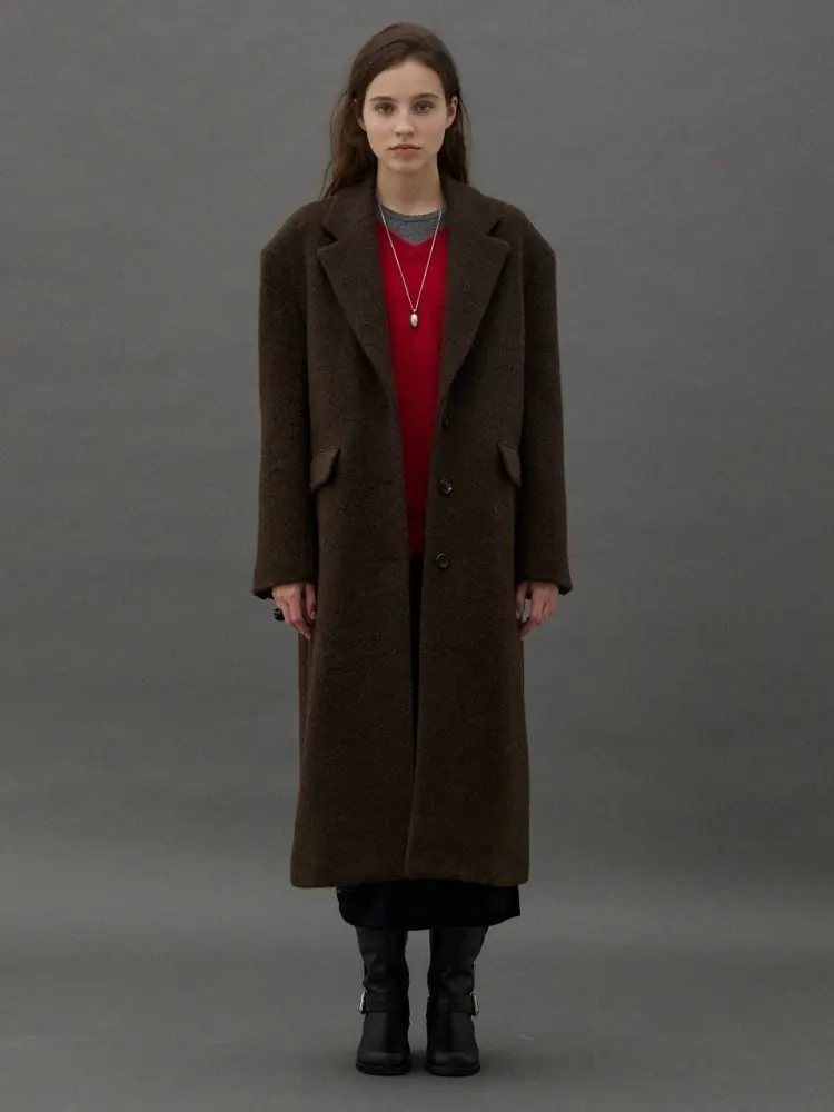 FLOOR MAXI COAT - BROWN